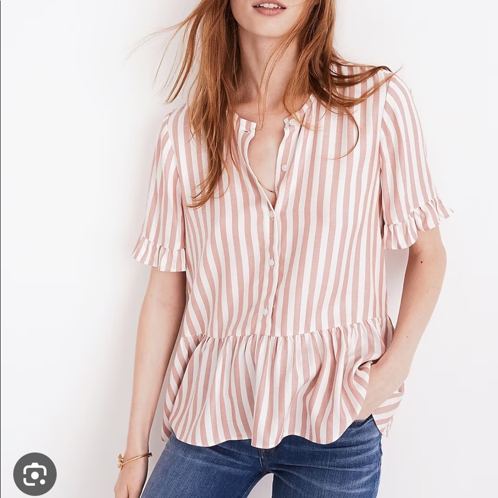 Madewell Studio Ruffle Hem Top in Cecilia